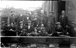 Pole yard workers near Gilberdyke railway station, East Yorkshire