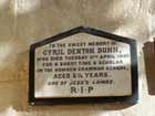 Howden Church Plaque To Cyril Denton Dunn