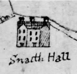 Old drawing of Snaith Hall from 1754; Yarburgh family home