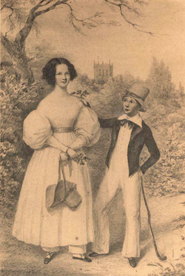 Old drawing of Elizabeth Mitton Shearburn and Thomas Shearburn of Snaith